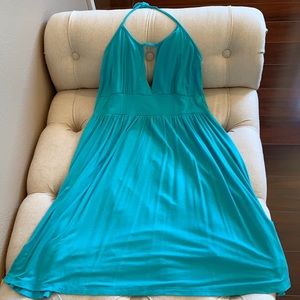 Turquoise blue halter dress